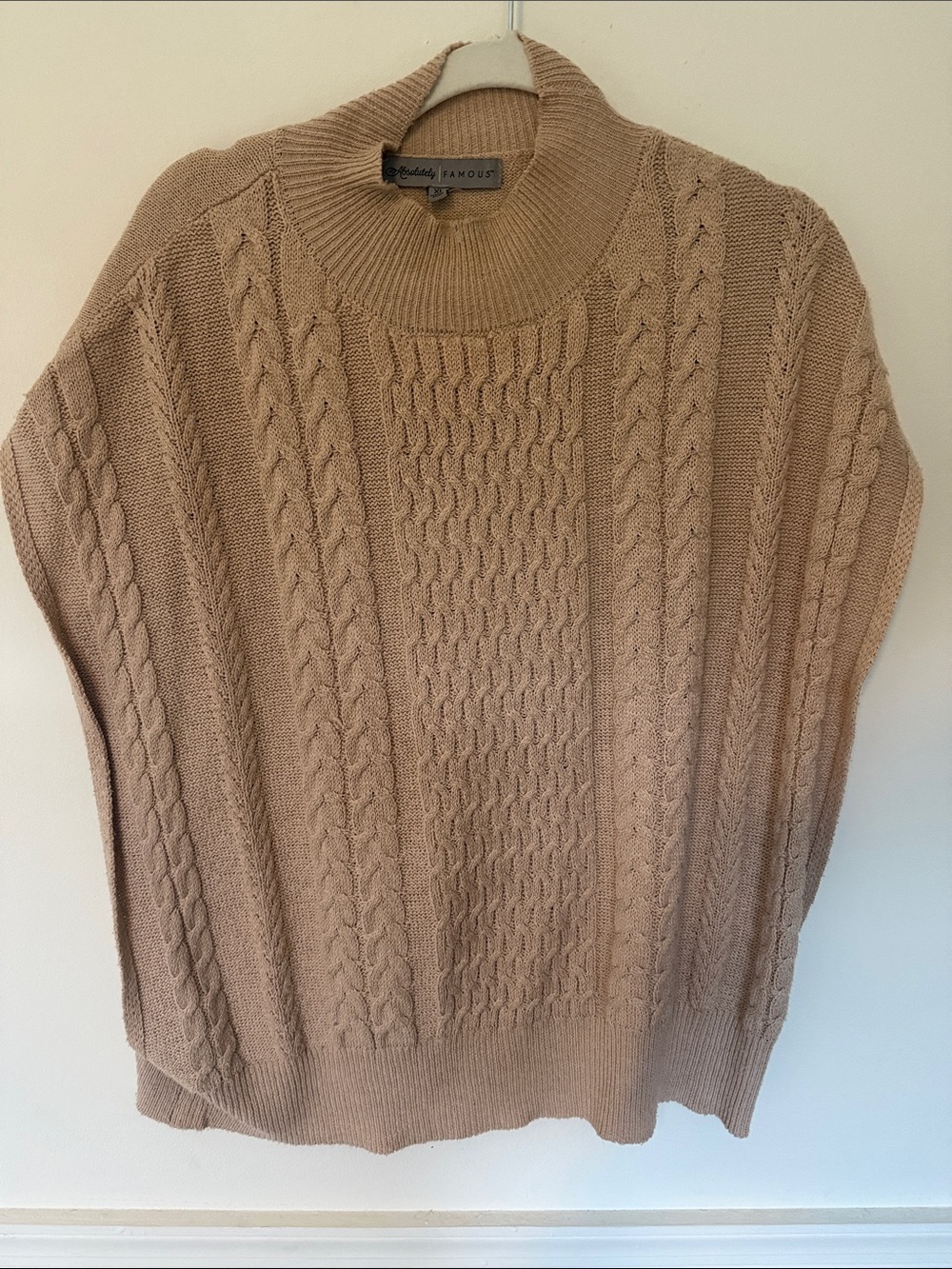 Absolutely Famous Cable Knit Turtleneck Sweater - Tan